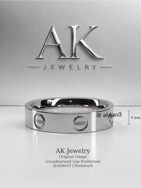 💎LUXURY 4mm Silver Ring, Screw Motif Band With Screw Head Detail